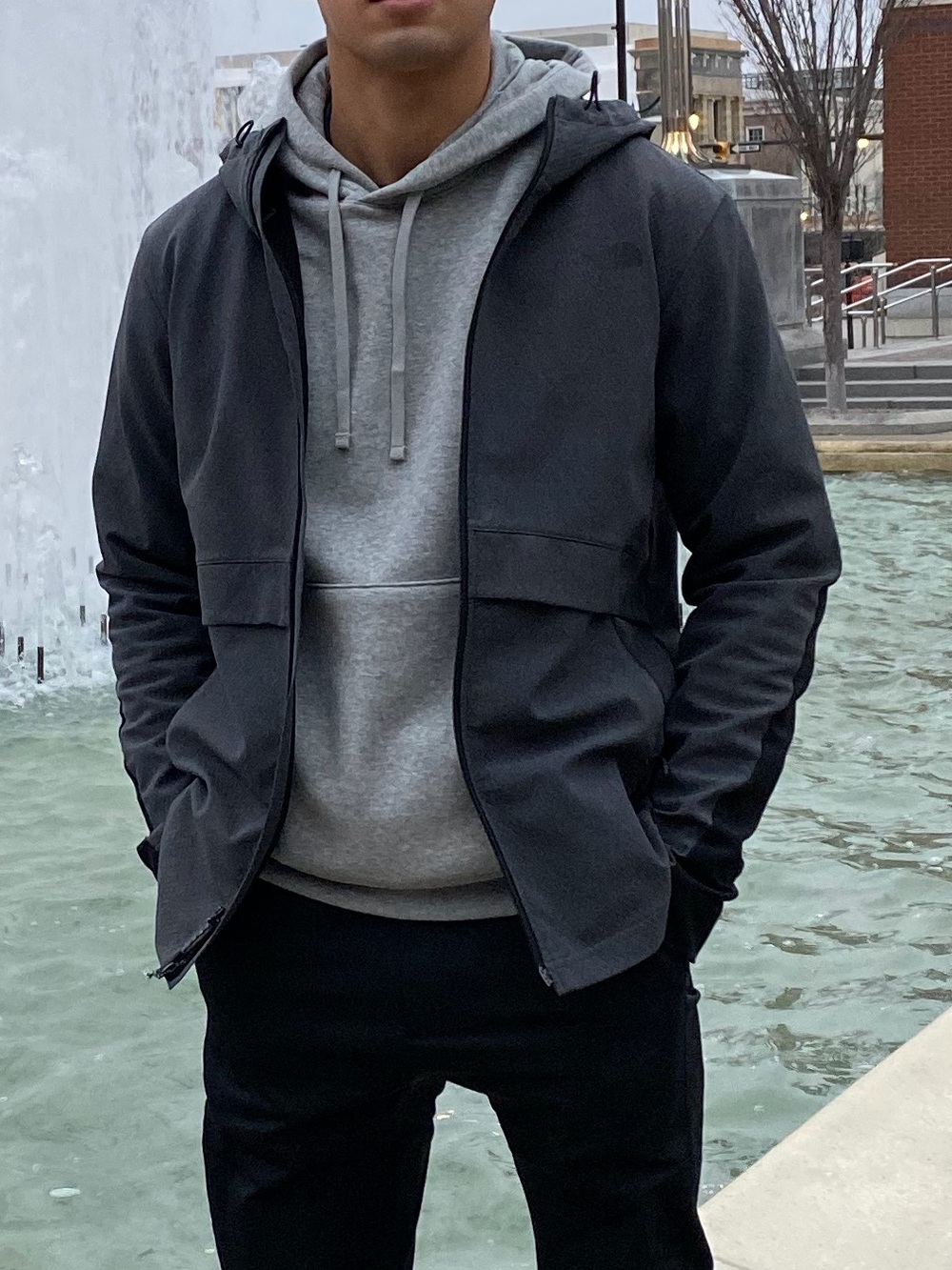 Men's grey Hooded zip up Jacket - Eddie Bauer